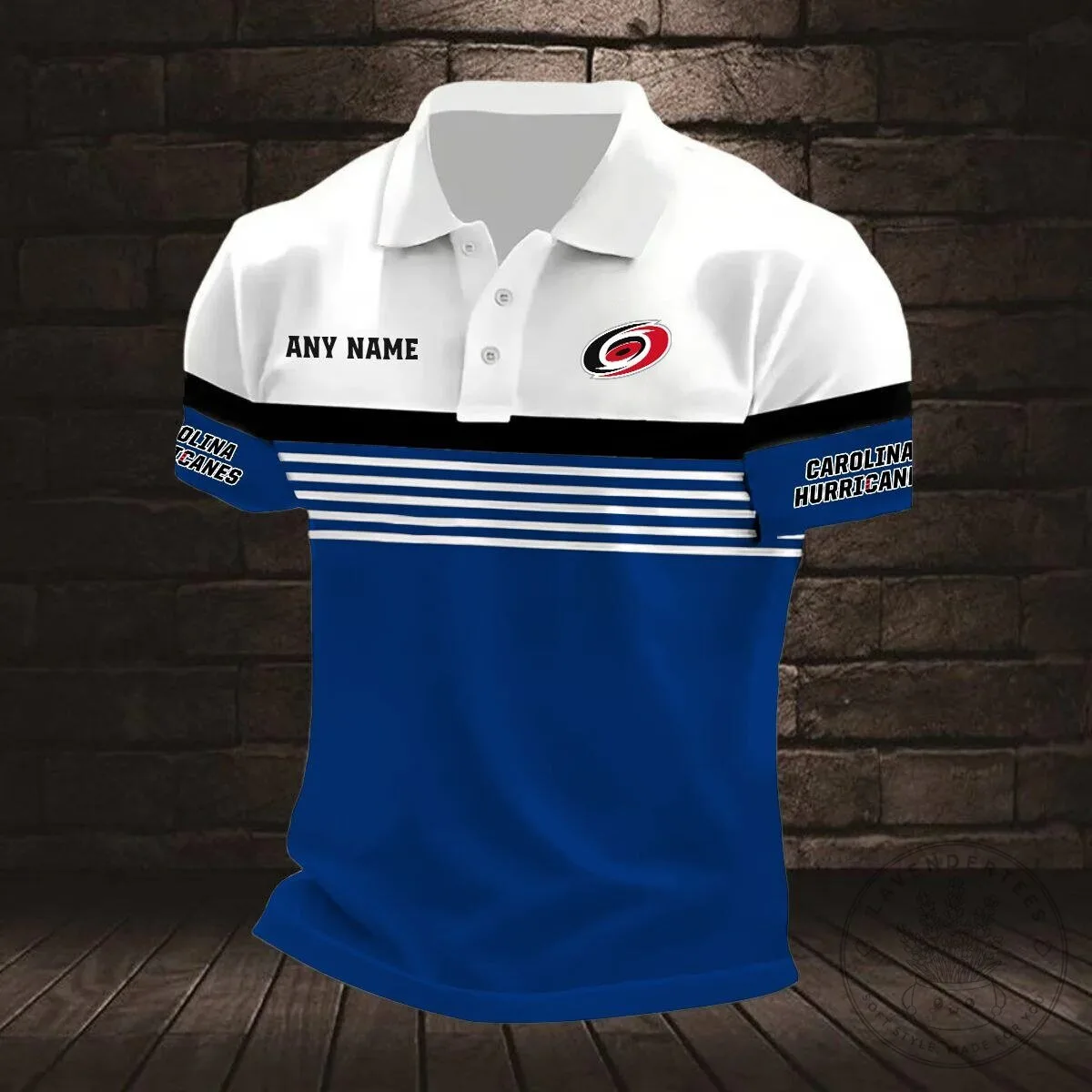 Customizable Black and White Striped Polo Shirt for Carolina Hurricanes Fans 13 Customizable Black and White Striped Polo Shirt for Carolina Hurricanes Fans