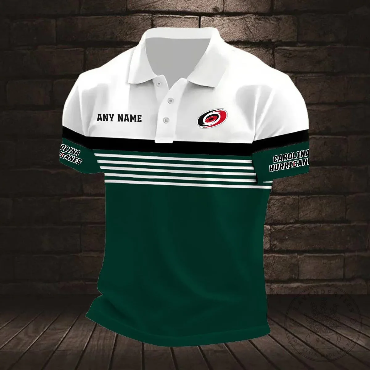 Customizable Black and White Striped Polo Shirt for Carolina Hurricanes Fans 14 Customizable Black and White Striped Polo Shirt for Carolina Hurricanes Fans
