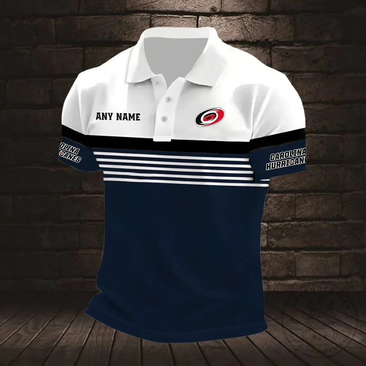 Customizable Black and White Striped Polo Shirt for Carolina Hurricanes Fans 16 Customizable Black and White Striped Polo Shirt for Carolina Hurricanes Fans