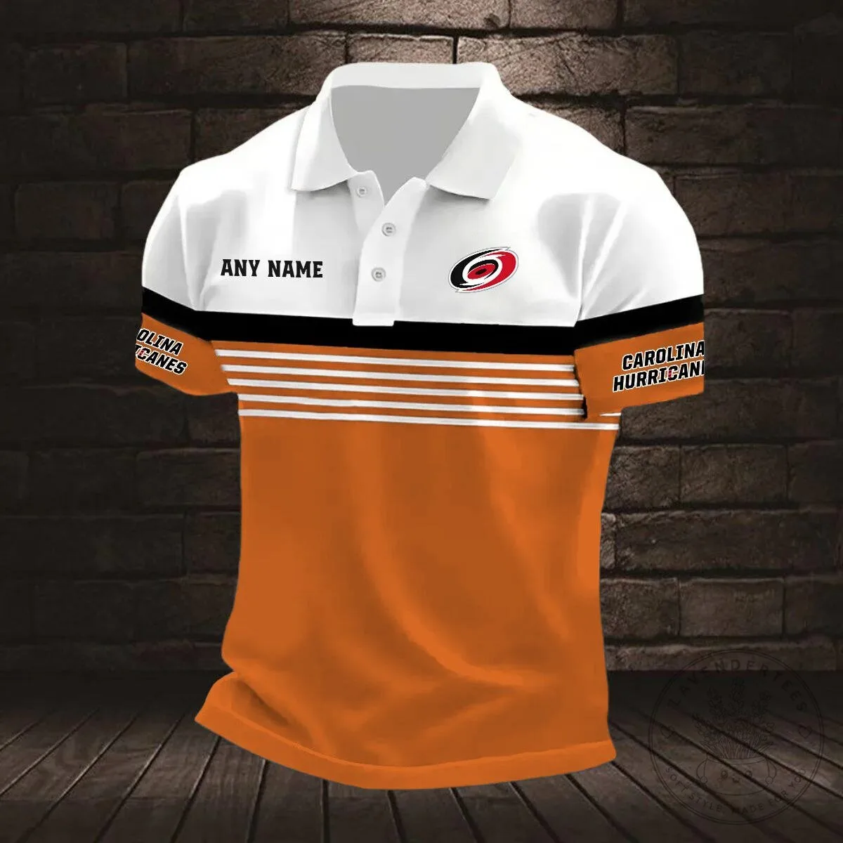 Customizable Black and White Striped Polo Shirt for Carolina Hurricanes Fans 17 Customizable Black and White Striped Polo Shirt for Carolina Hurricanes Fans