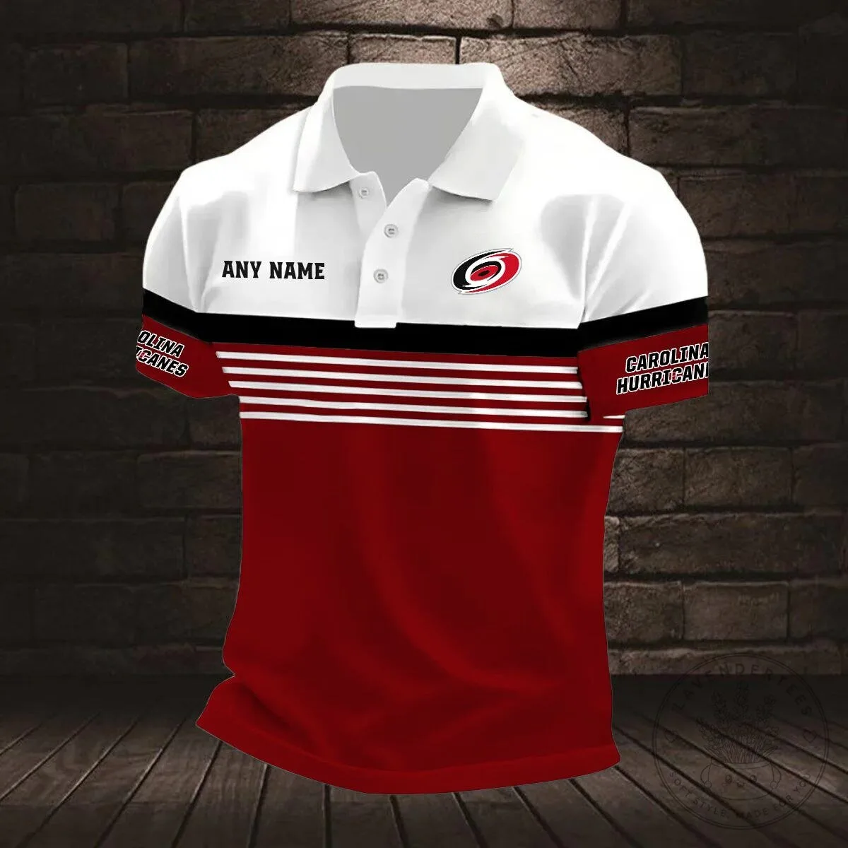 Customizable Black and White Striped Polo Shirt for Carolina Hurricanes Fans 18 Customizable Black and White Striped Polo Shirt for Carolina Hurricanes Fans