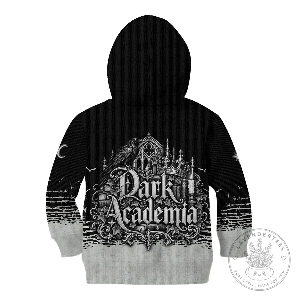 Dark Academia Raven Gothic Literature Vintage Bookish Aesthetic Kids Hoodie 11 Dark Academia Raven Gothic Literature Vintage Bookish Aesthetic Kids Hoodie