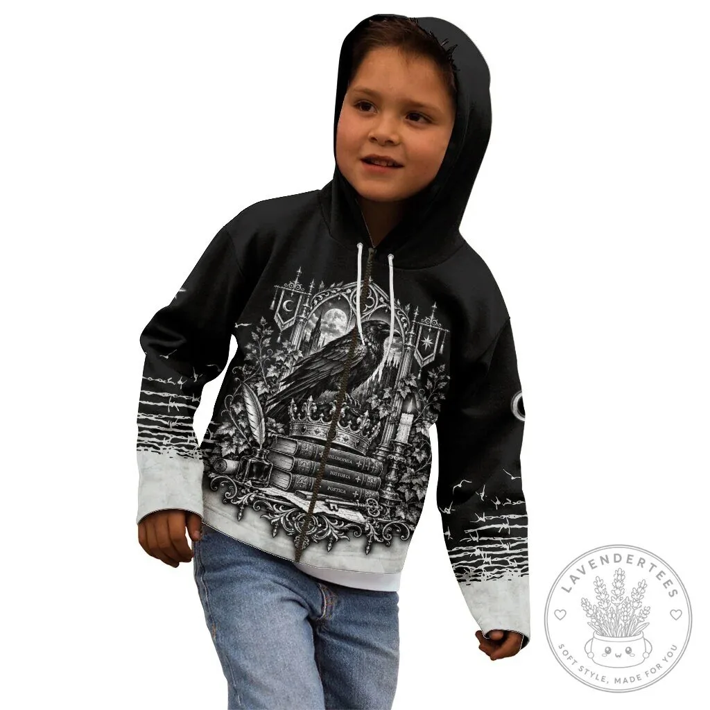 Dark Academia Raven Gothic Literature Vintage Bookish Aesthetic Kids Hoodie 15 Dark Academia Raven Gothic Literature Vintage Bookish Aesthetic Kids Hoodie
