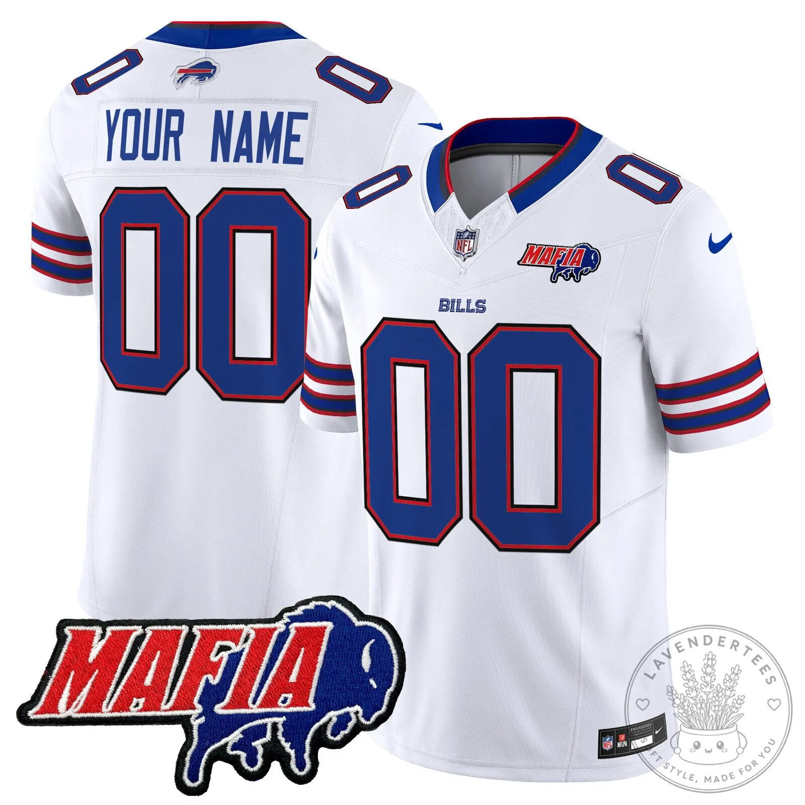 Buffalo Bills Mafia Custom Embroidered Football Jersey with Your Name and Number 18 Buffalo Bills Mafia Custom Embroidered Football Jersey with Your Name and Number