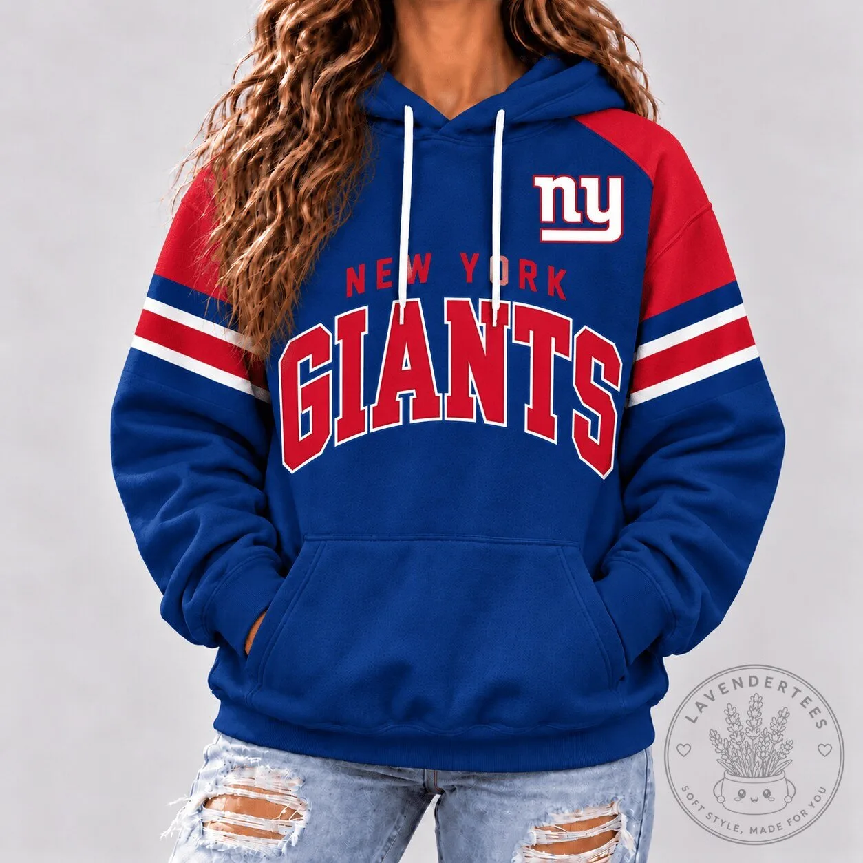 New York Giants NFL Retro Varsity Stripe Football Team Hoodie