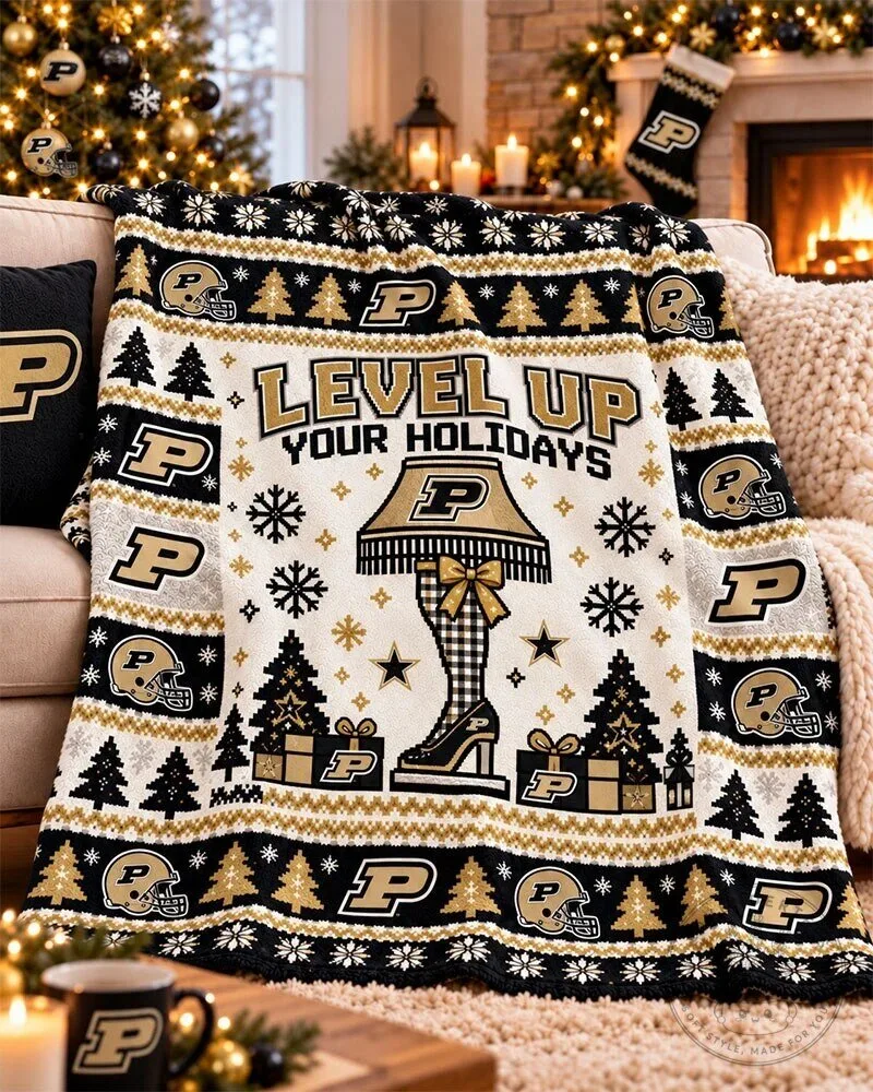Purdue Boilermakers Level Up Your Holidays Christmas Flannel Blanket 6 Purdue Boilermakers Level Up Your Holidays Christmas Flannel Blanket
