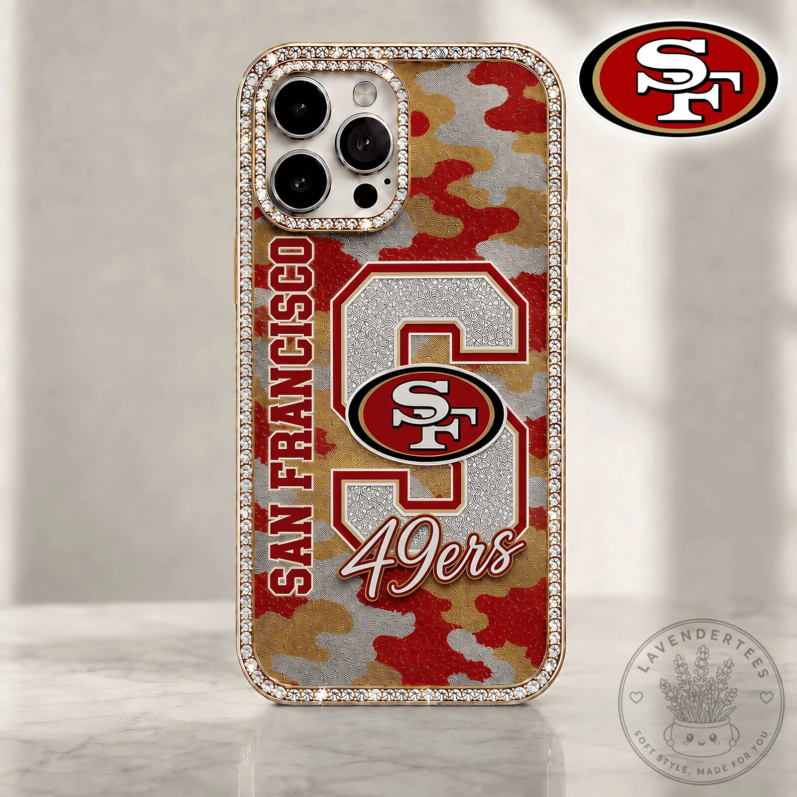 San Francisco 49ers Football Team Camouflage Bling Phone Case