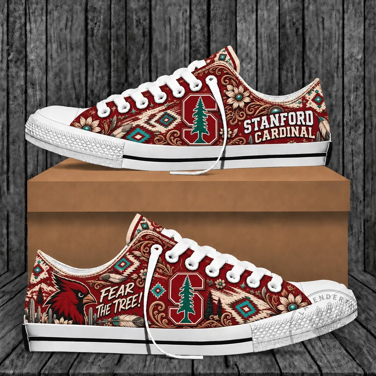 Stanford Cardinal Western Boho Low Top Canvas Shoes