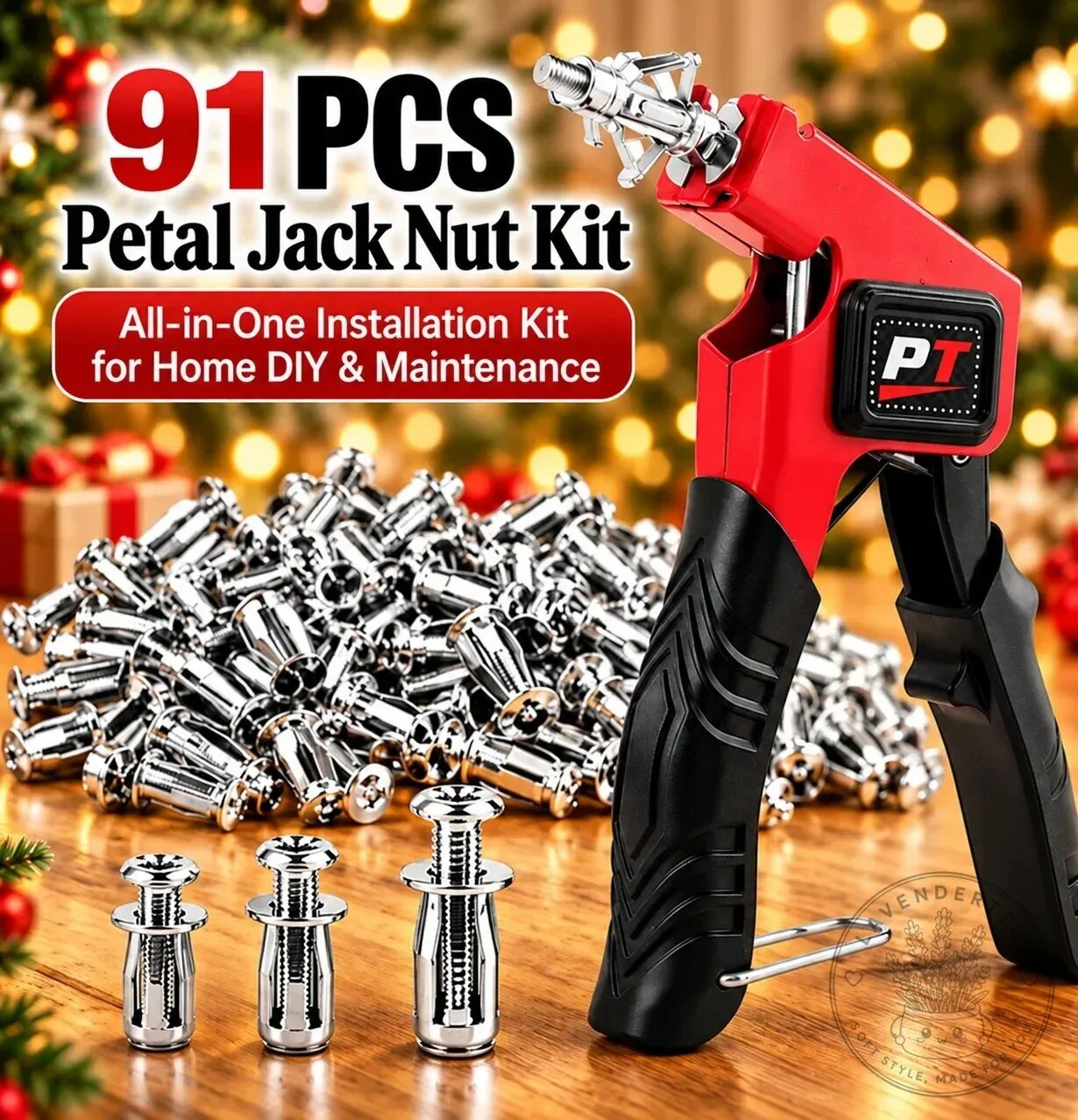 91-Piece Petal Jack Nut Kit All-in-One Installation Kit for Home DIY and Maintenance