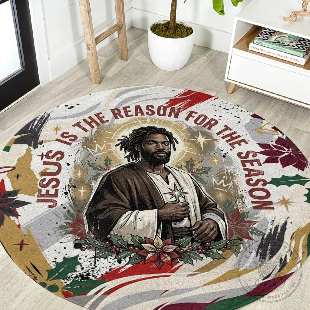 Jesus Is The Reason For The Season Christian Religious Round Rug 1 Jesus Is The Reason For The Season Christian Religious Round Rug
