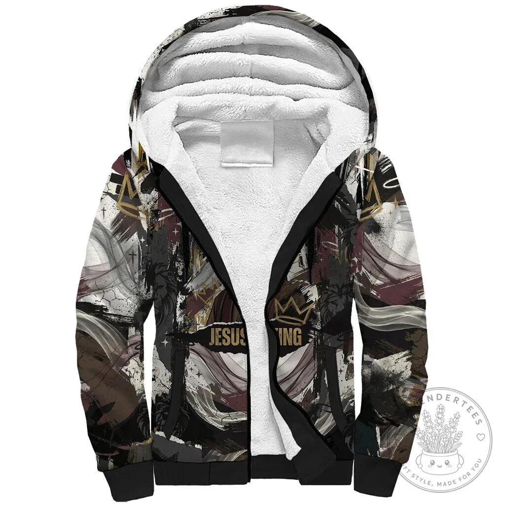 Jesus Is King Lion Of Judah Christian Religious Faith Sherpa Lined Hoodie