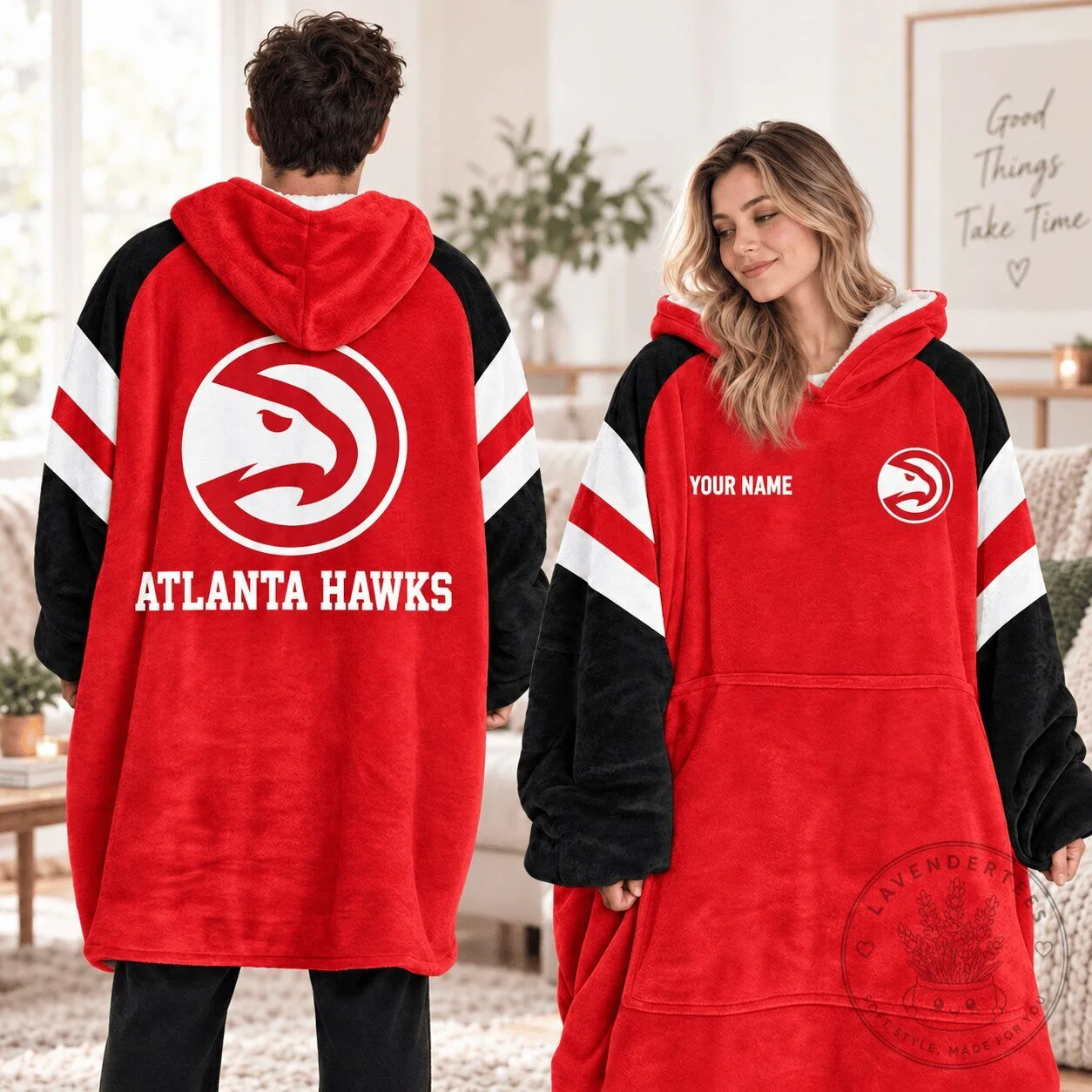 Atlanta Hawks NBA Basketball Team Personalized Oversized Wearable Blanket Hoodie