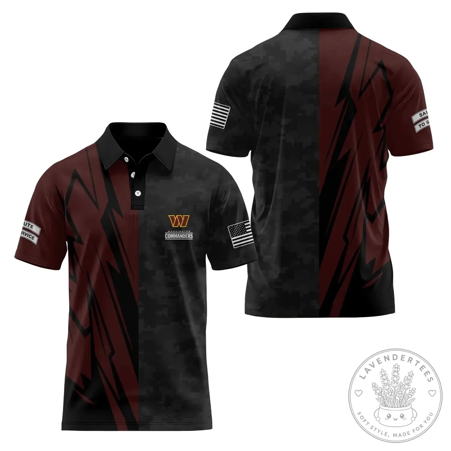 Washington Commanders Salute To Service Black And Burgundy Polo Shirt