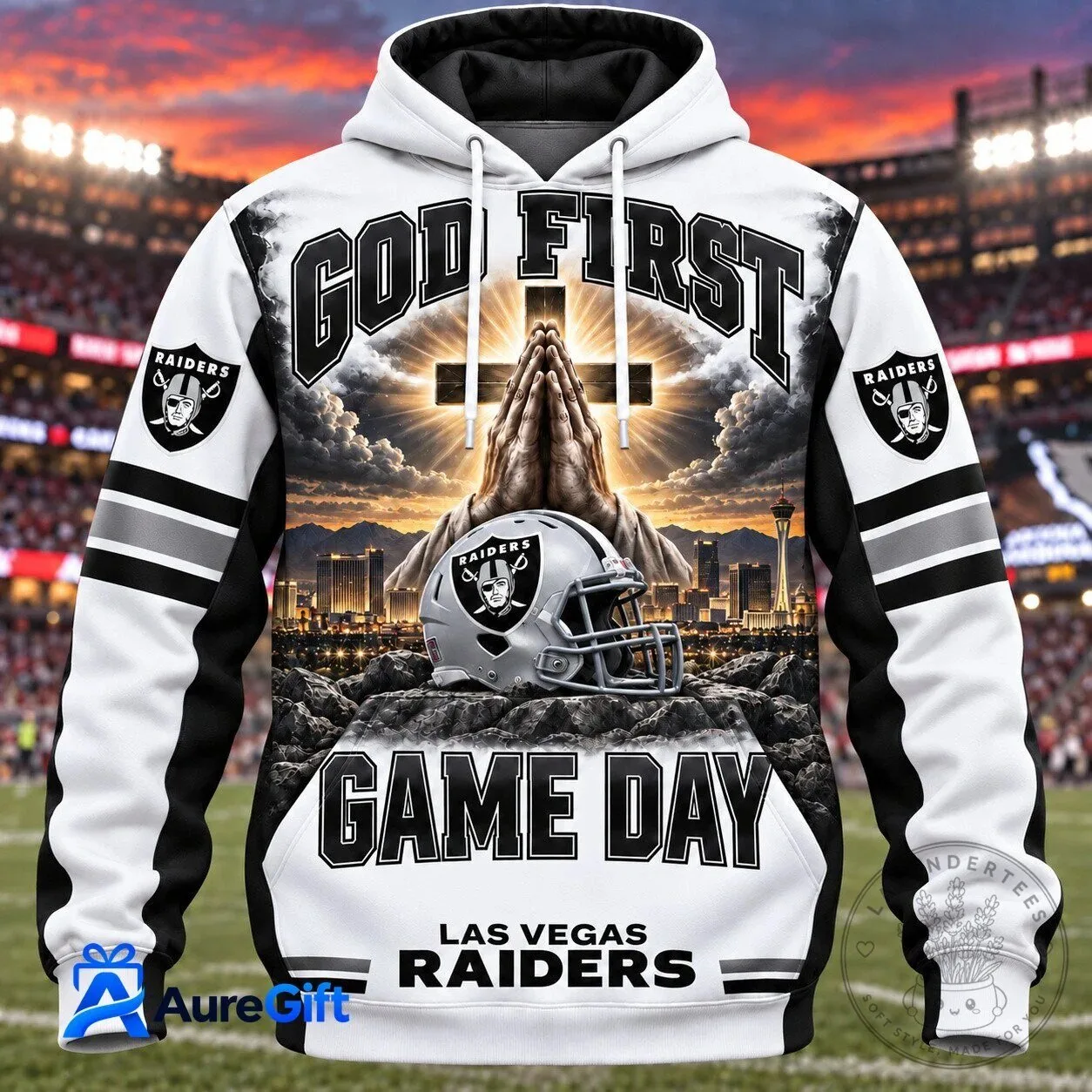 Las Vegas Raiders God First Game Day Football Fan Hoodie