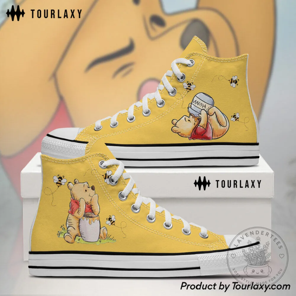 Winnie The Pooh Honey Bee Yellow High Top Canvas Sneakers for Women 5 Winnie The Pooh Honey Bee Yellow High Top Canvas Sneakers for Women