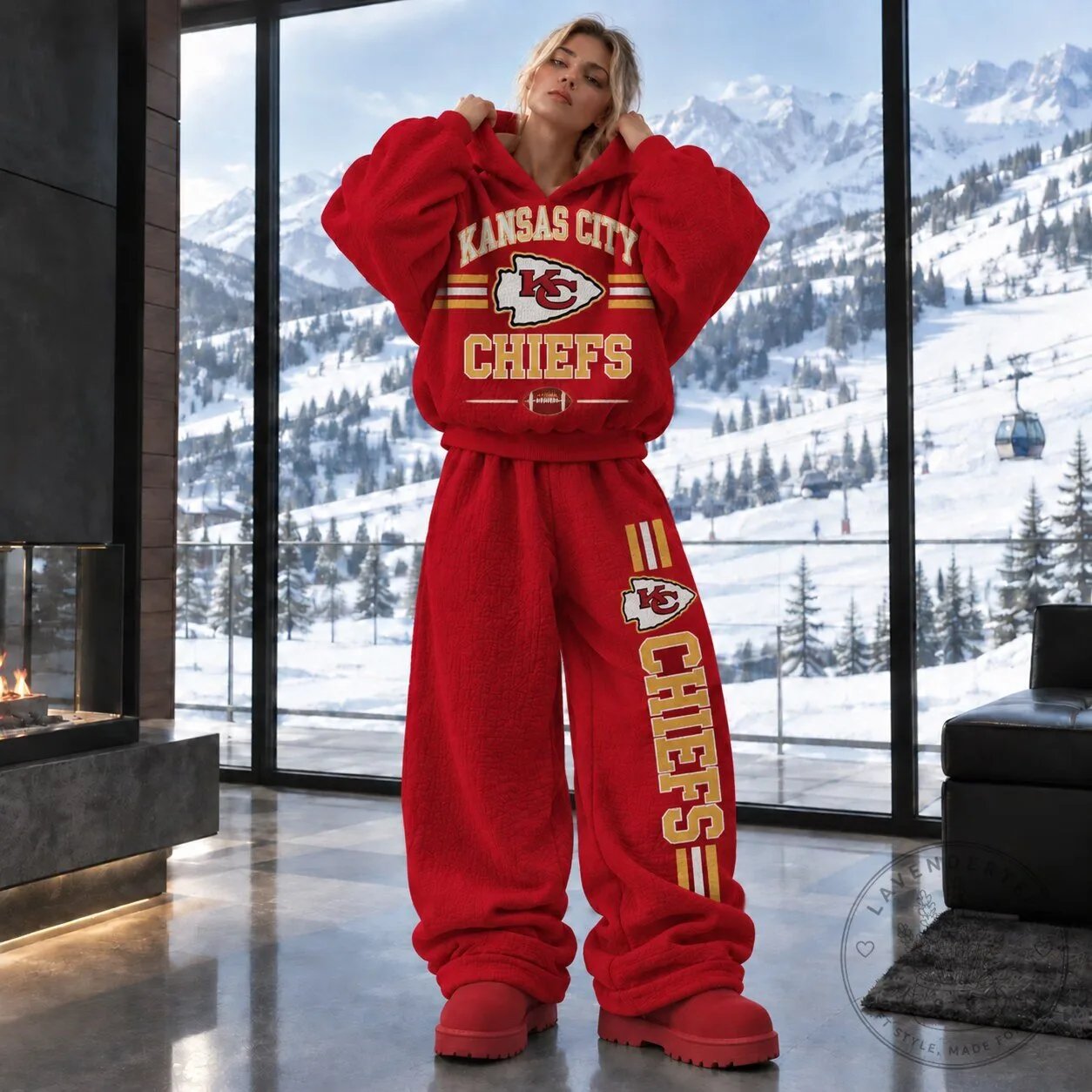 Kansas City Chiefs Football Team Red Fleece Hoodie Sweatshirt for Women