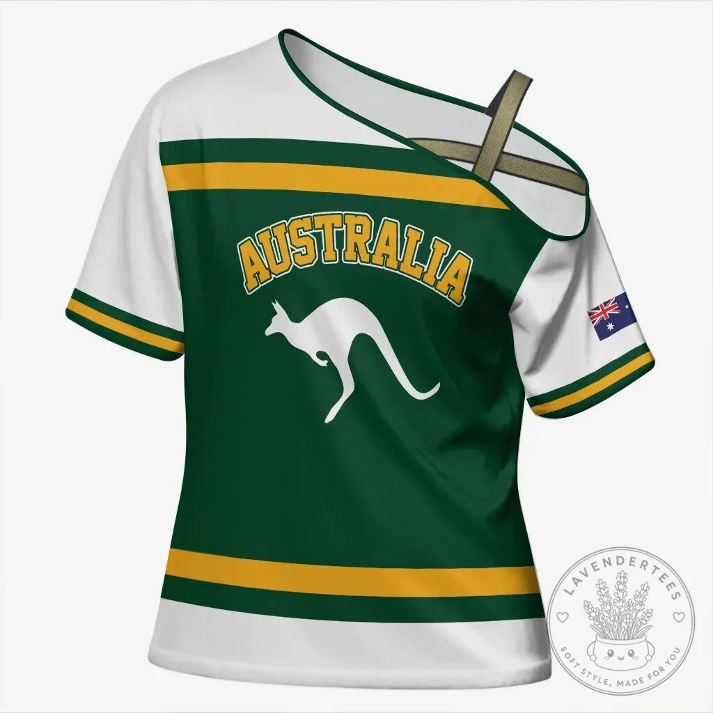 Australia National Team Kangaroo Emblem Cross Shoulder T-Shirt