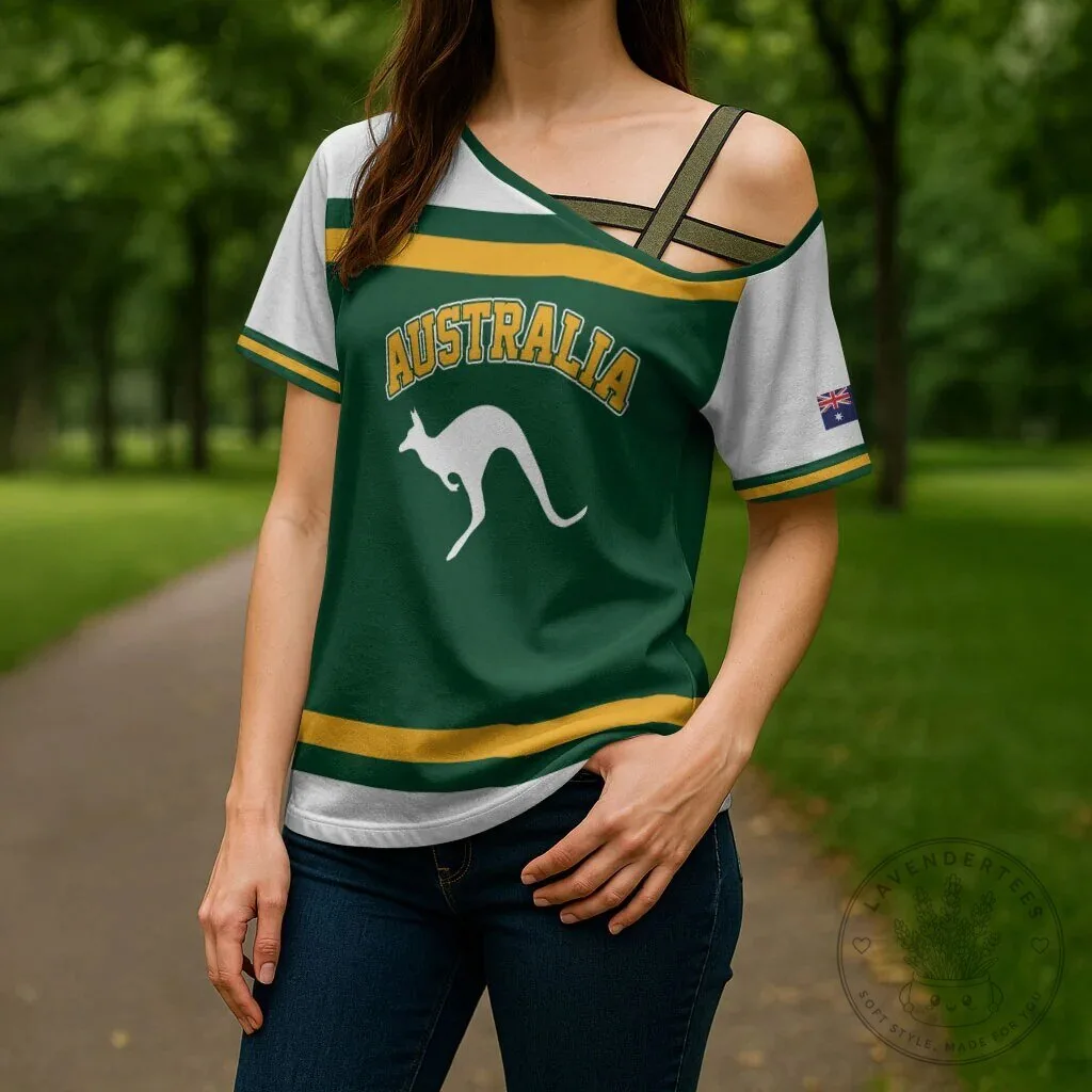 Australia National Team Kangaroo Emblem Cross Shoulder T-Shirt 13 Australia National Team Kangaroo Emblem Cross Shoulder T-Shirt