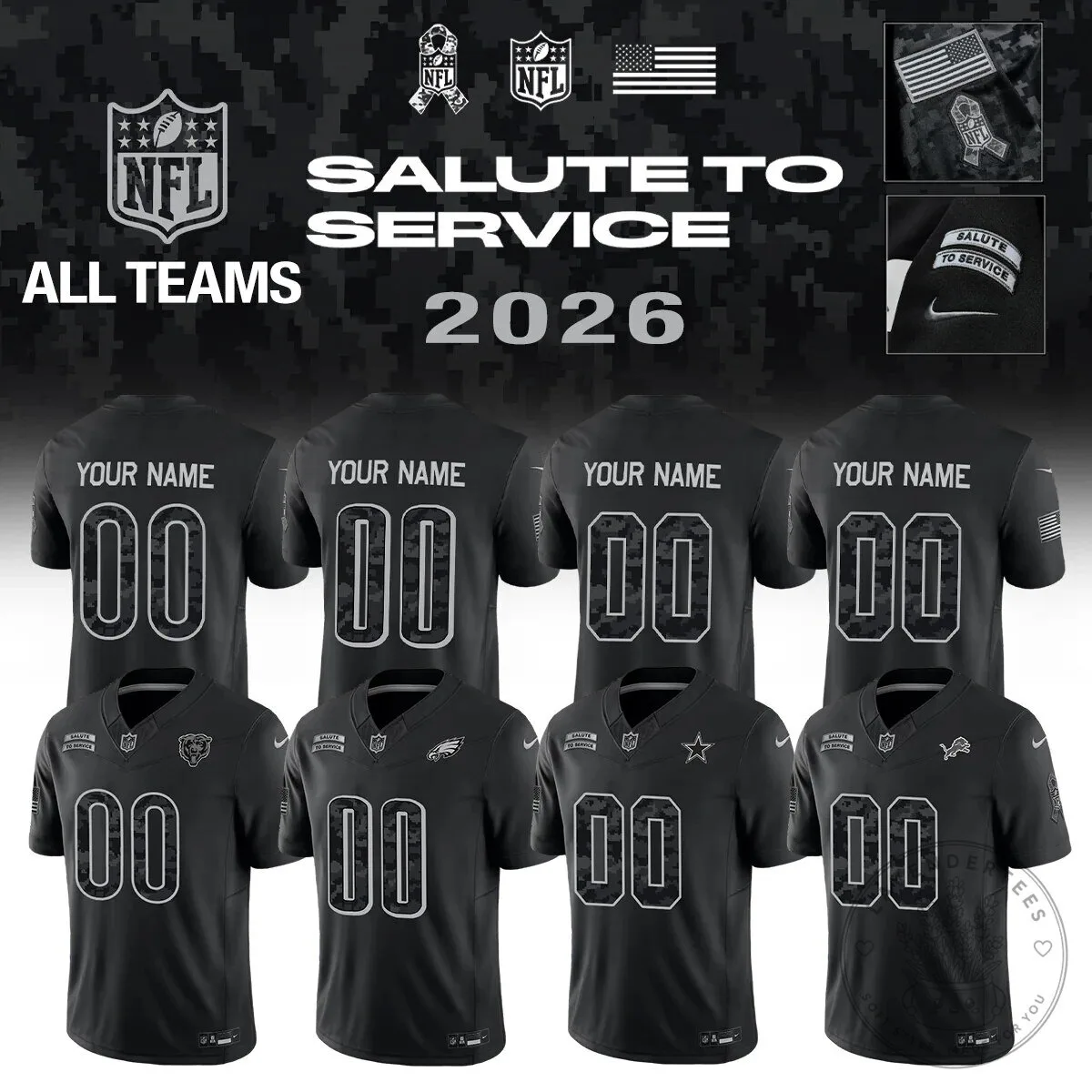National Football League Salute To Service 2026 Custom Jersey