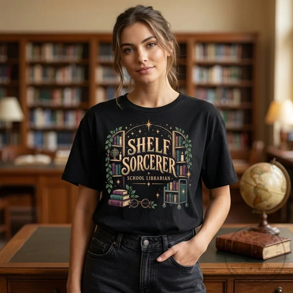 Shelf Sorcerer School Librarian Magical Book Lover T-Shirt