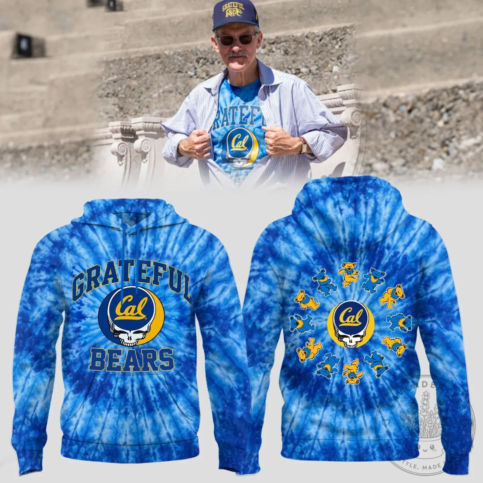 California Golden Bears Football Grateful Dead Tie-Dye Hoodie