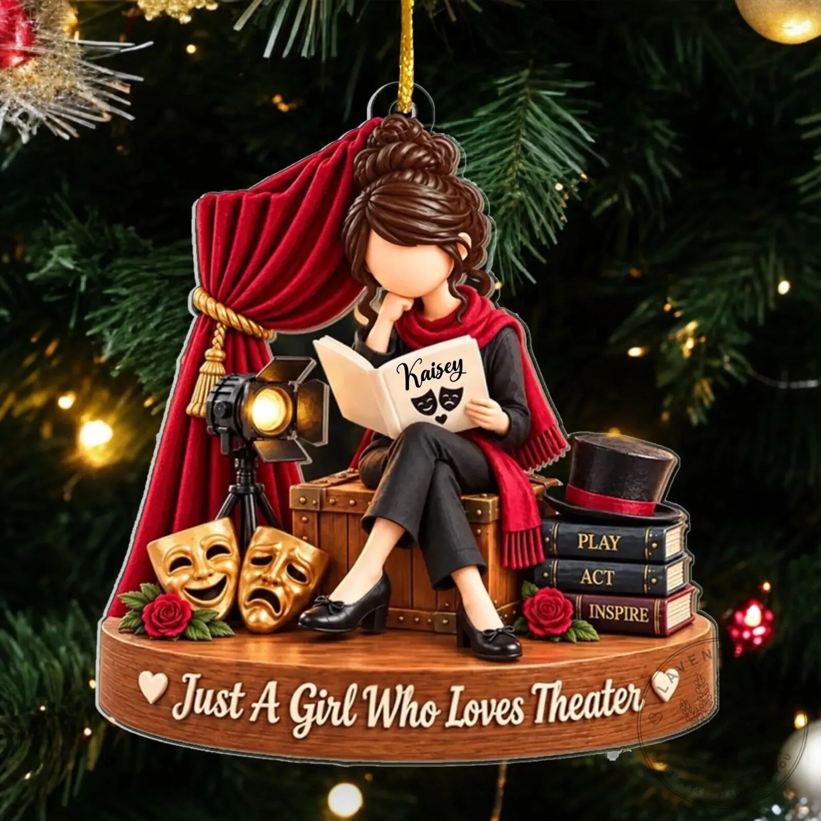 Just A Girl Who Loves Theater Personalized Christmas Tree Ornament