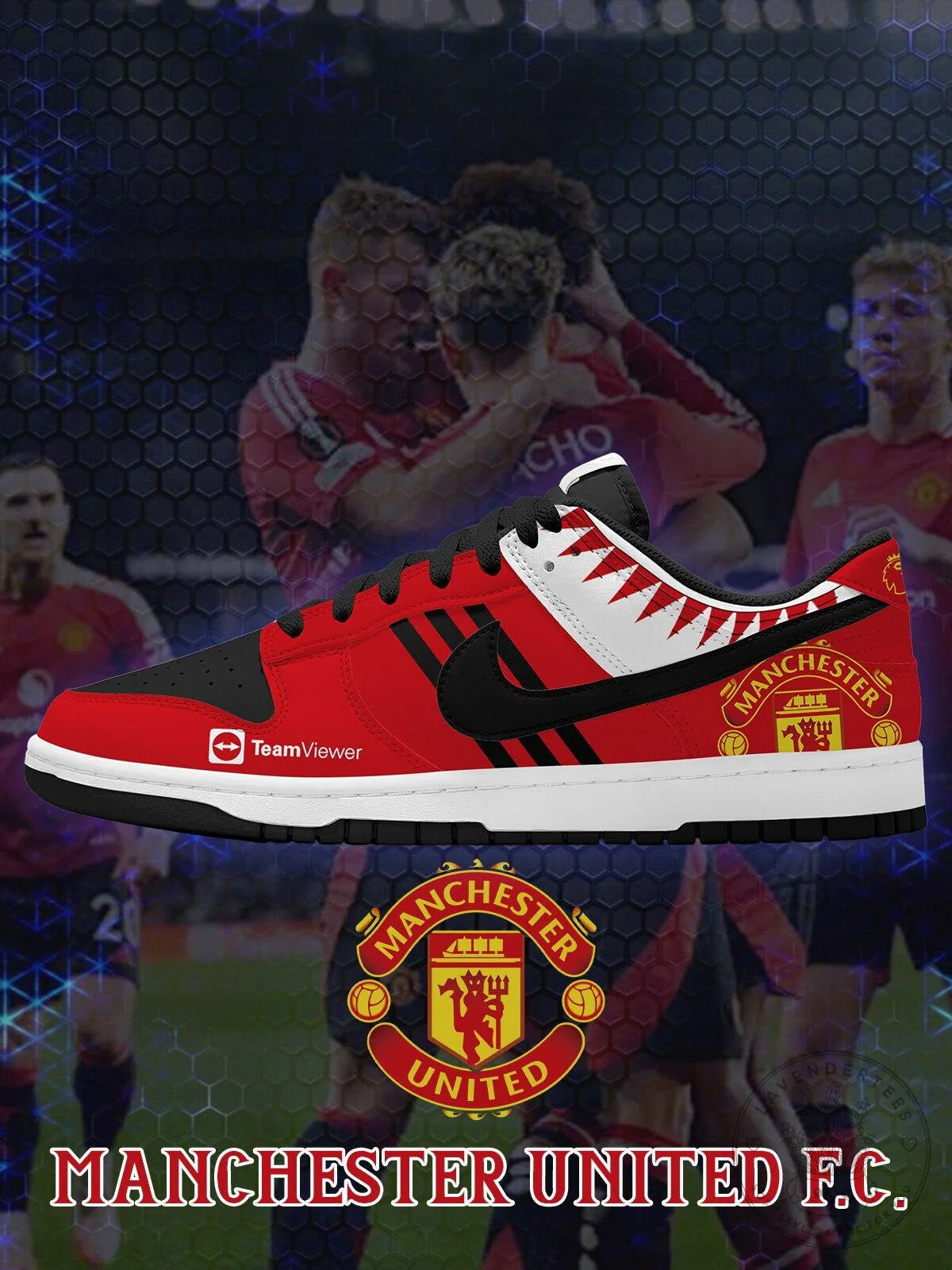 Manchester United F.C. Red and Black TeamViewer Logo Custom Sneakers