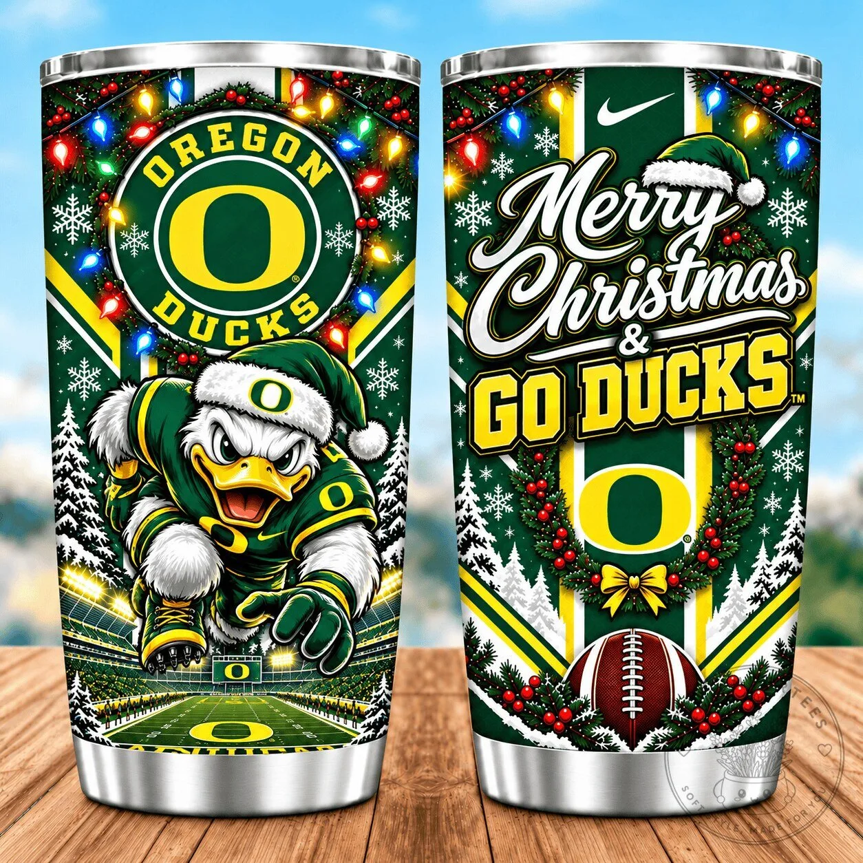 Oregon Ducks Football Team Merry Christmas Spirit Insulated Tumbler