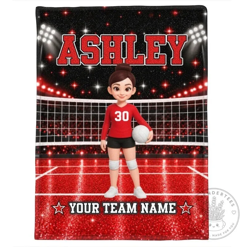 Personalized Volleyball Girl Player Name Custom Team Name Fleece Blanket 15 Personalized Volleyball Girl Player Name Custom Team Name Fleece Blanket