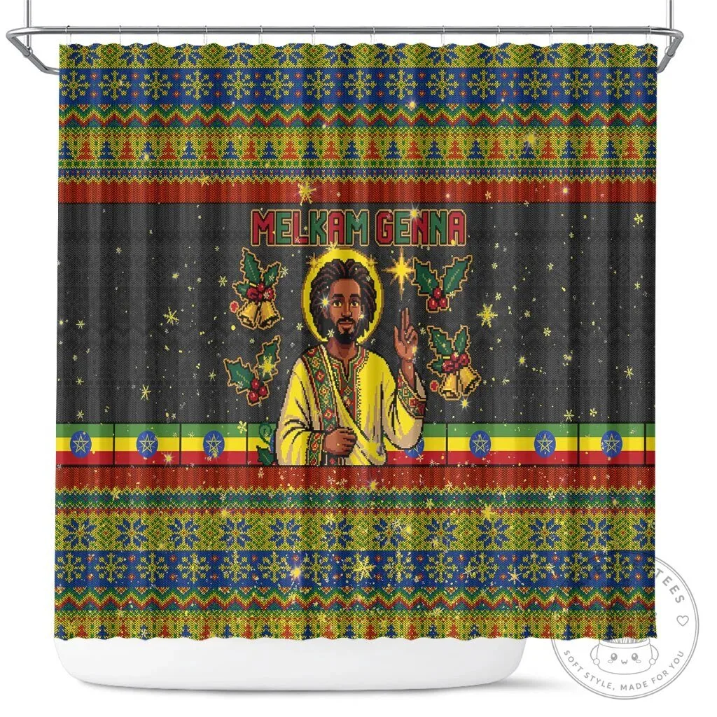 Ethiopian Melkam Genna Jesus Christmas Holiday Shower Curtain