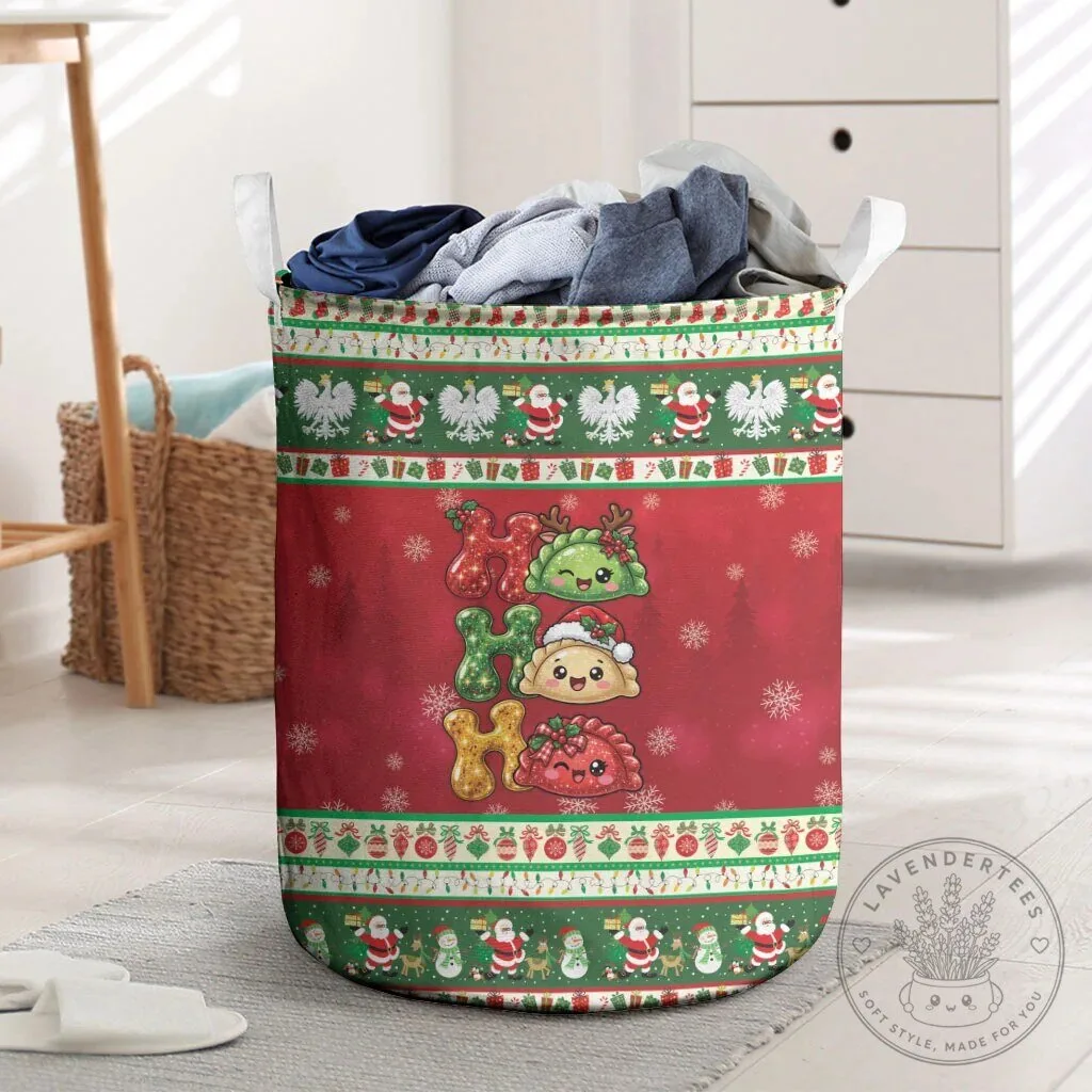 Christmas Pierogi Ho Ho Ho Holiday Laundry Basket