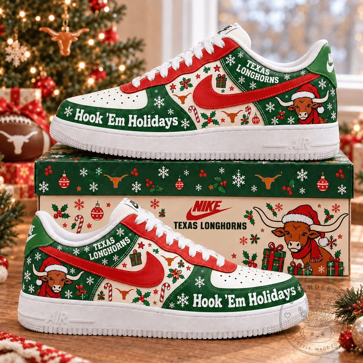 Texas Longhorns Hook 'Em Holidays Christmas Low-Top Sneakers