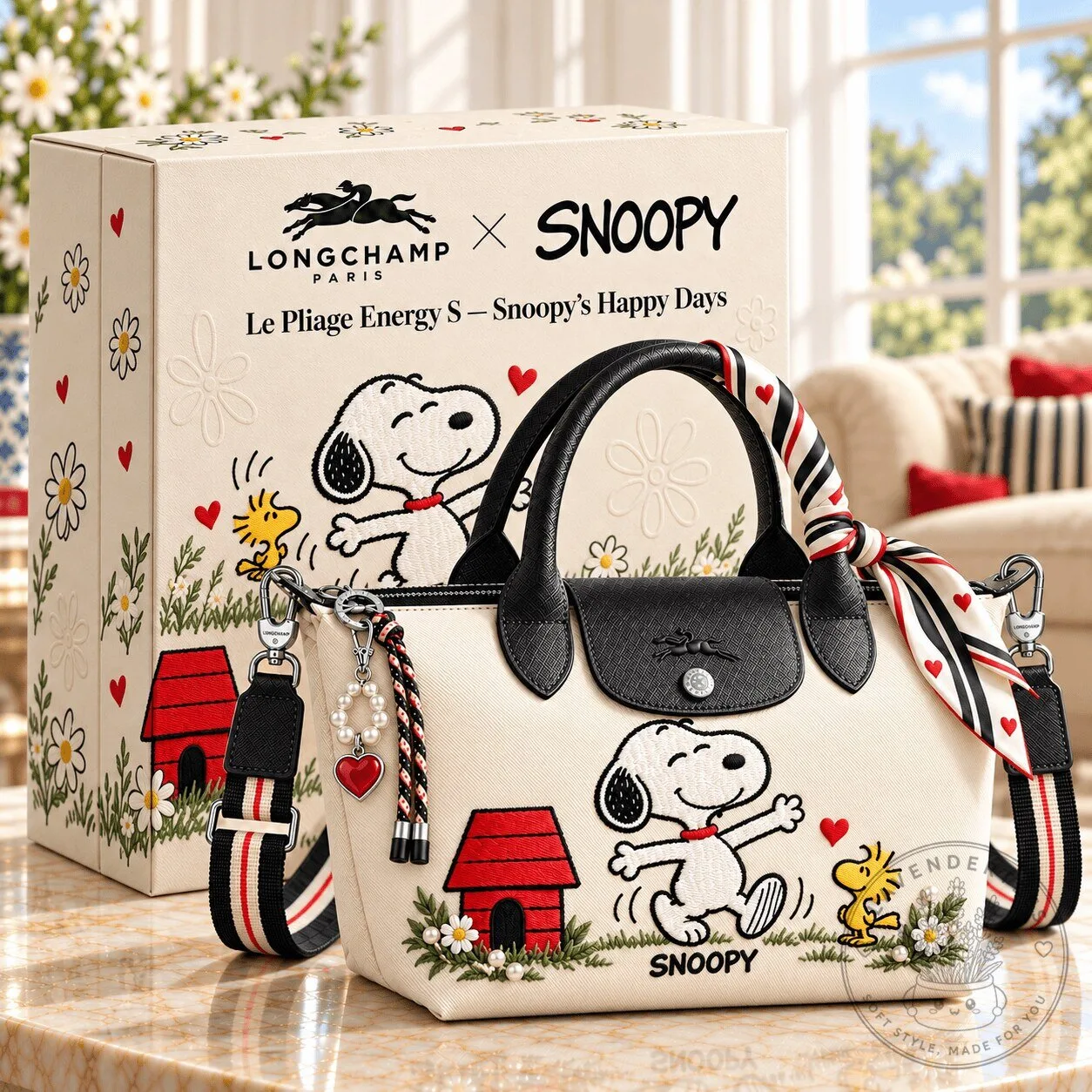 Snoopy Longchamp Le Pliage Energy S Happy Days Shoulder Bag