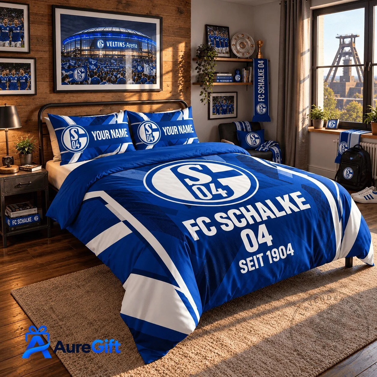 Schalke 04 Bundesliga Football Club Personalized Name Bedding Set 3 Schalke 04 Bundesliga Football Club Personalized Name Bedding Set